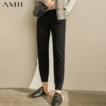

Amii Minimalist Knitted Pants Autumn Winter Women Casual Solid Loose Female Straight Pants 11970561
