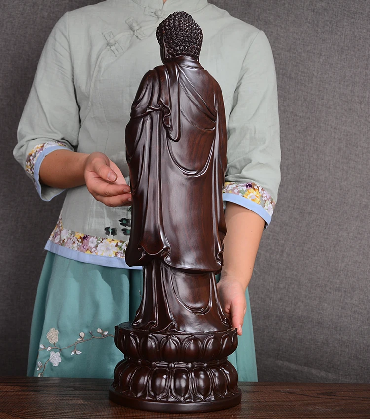 A Pair Ebony Wood Carving Lion On Drum Figurine Statue Feng Shui Decor Fei34