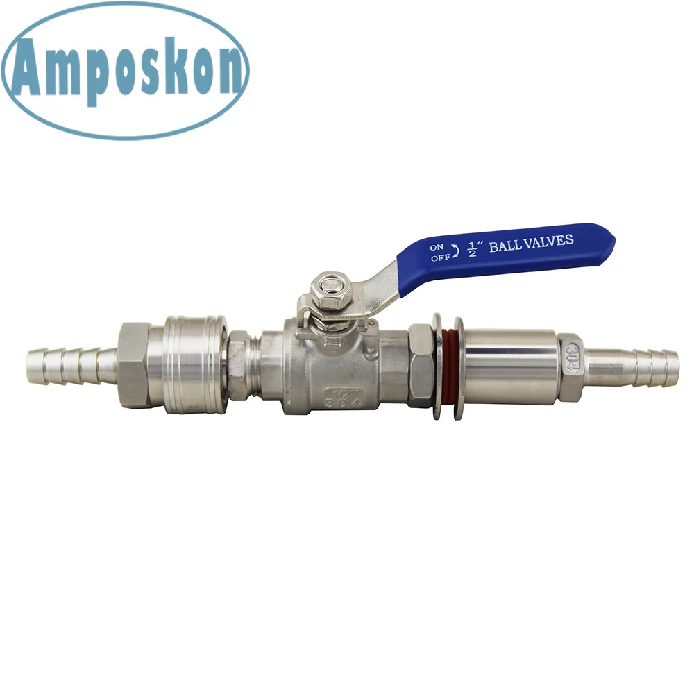 

1 Set New Hot High Quality Homebrew Weldless Kettle Valve Kit 1/2 BSP With Quick Disconnect Stainless Steel Outdoor Accessories