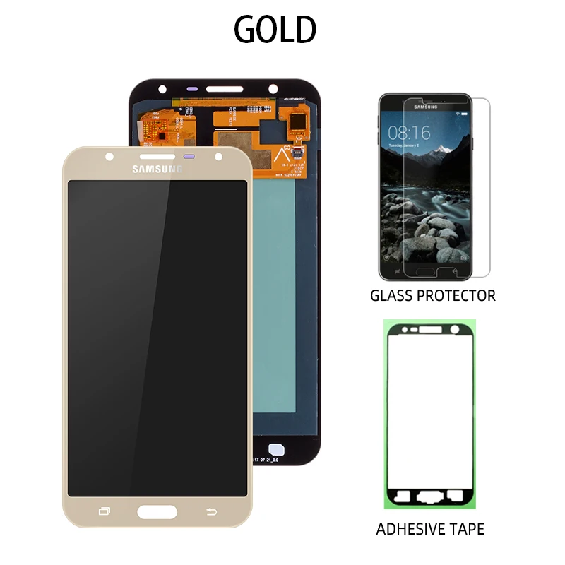 AMOLED ЖК-дисплей для samsung J701 ЖК-дисплей J701F для samsung Galaxy J7 Neo ЖК-дисплей сенсорный экран сборка Замена - Цвет: Gold No Frame