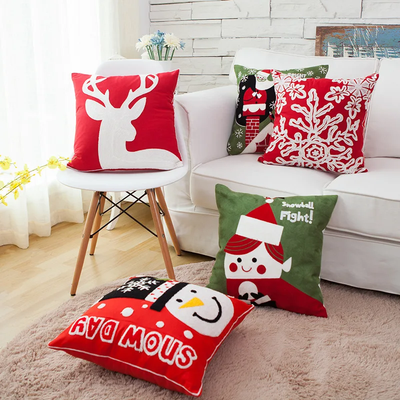 

Christmas Pillow Covers for Farmhouse Winter Holiday Decorations Throw Pillow Covers with Embroidery Snowflakes Cushion Cover