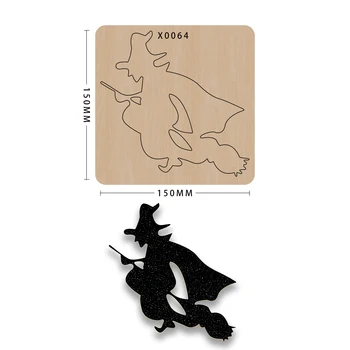 

Wooden die Scrapbooking Cutting Dies DIY halloween stamps and dies 2020 Flying Witch's Broom Suitable for big shot machines