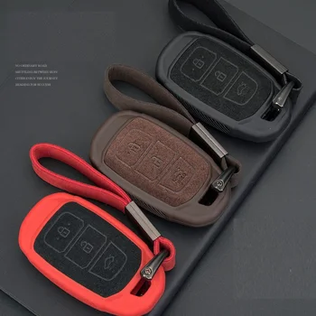 

New Plastic+Leather Car Key Case Key Cover For Hyundai i30 Ix35 KONA Encino Solaris Azera Grandeur Ig Accent Santa Fe 2017 2018