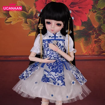 

UCanaan 45CM BJD Doll Fashion Girls 1/4 SD Dolls 18 Ball Joints With Full Outfits Wig Dress Shoes Makeup Toys For Children
