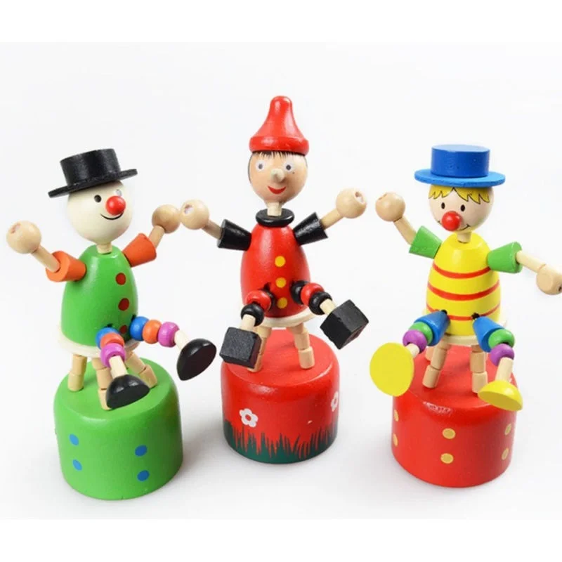 

Multiple Wooden Rattle for Kids Intelligence Toy Colorful Clown Sitting Barrel Wooden Toy Musical Instrument Toy Dancing Stand