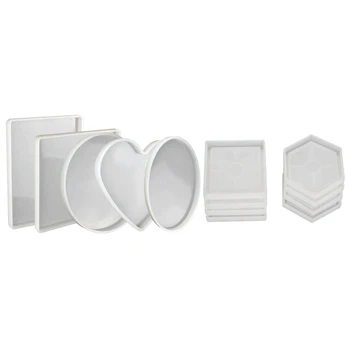 

13 Pcs Large Resin Silicone Molds Shiny Epoxy Resin Molds DIY Silicone Molds for Casting Resin Mold, 5 Pcs 18x18Cm & 8 Pcs 100Mm