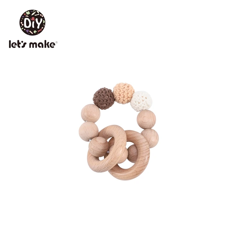 brown bracelet Детское Зубное кольцо от компании Let's Make; зубное кольцо игрушки, не содержащие БИСФЕНОЛ 2 шт./компл. браслет из бука кольцо заячьими ушками животного с цветочным принтом и героями мультфильмов против грызунов нового дизайна Прорезыватель для зубов - Цвет: brown bracelet