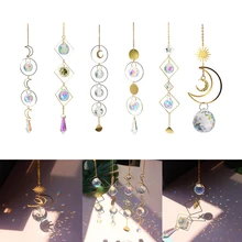 

Clear Rainbow Artificial Crystal Wind Chime Hanging Pendant Reflective Star Sun Shape Wind Chime Decor Valentine's Day Gif