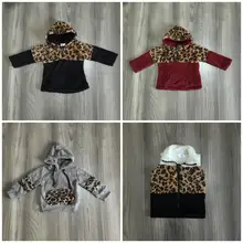 Осенне-зимняя одежда; теплое пальто для маленьких девочек; цвет черный, винный; леопардовый; флисовая толстовка с капюшоном; хлопковая одежда; детская одежда; хлопковый эксклюзивный Топ