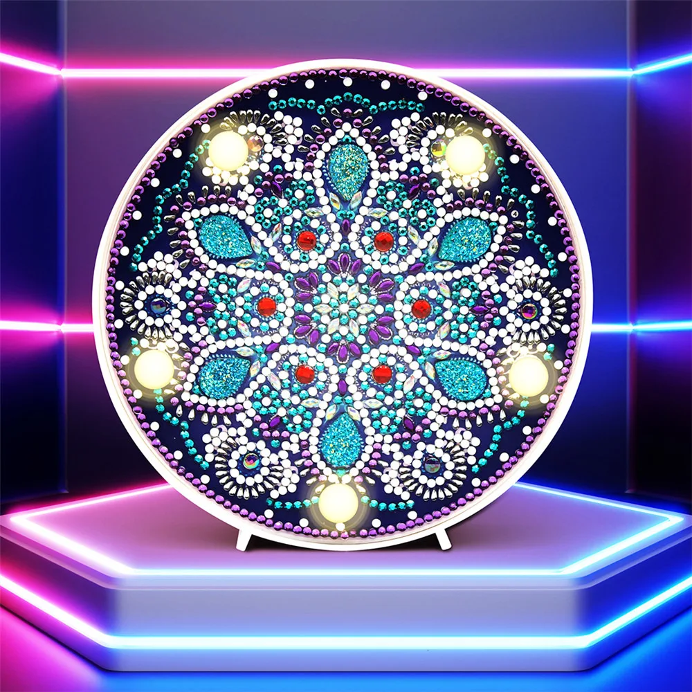 Huacan 5D Diamond Painting LED Lamp Mosaic Kit Mandala Embroidery Christmas Gift Decorations For Home | Дом и сад
