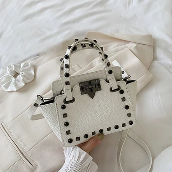 

Rivet Handbags Small Totes Crossbody Bags for Women 2020 Trend High Quality PU Leather Shoulder Bag Ladies Purses Mini Wings Bag