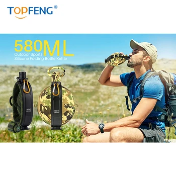 

TopFeng Collapsible Military Water Bottle - Newly Designed Silicone Water Kettle Canteen with Compass Bottle Cap for Hiking Camp