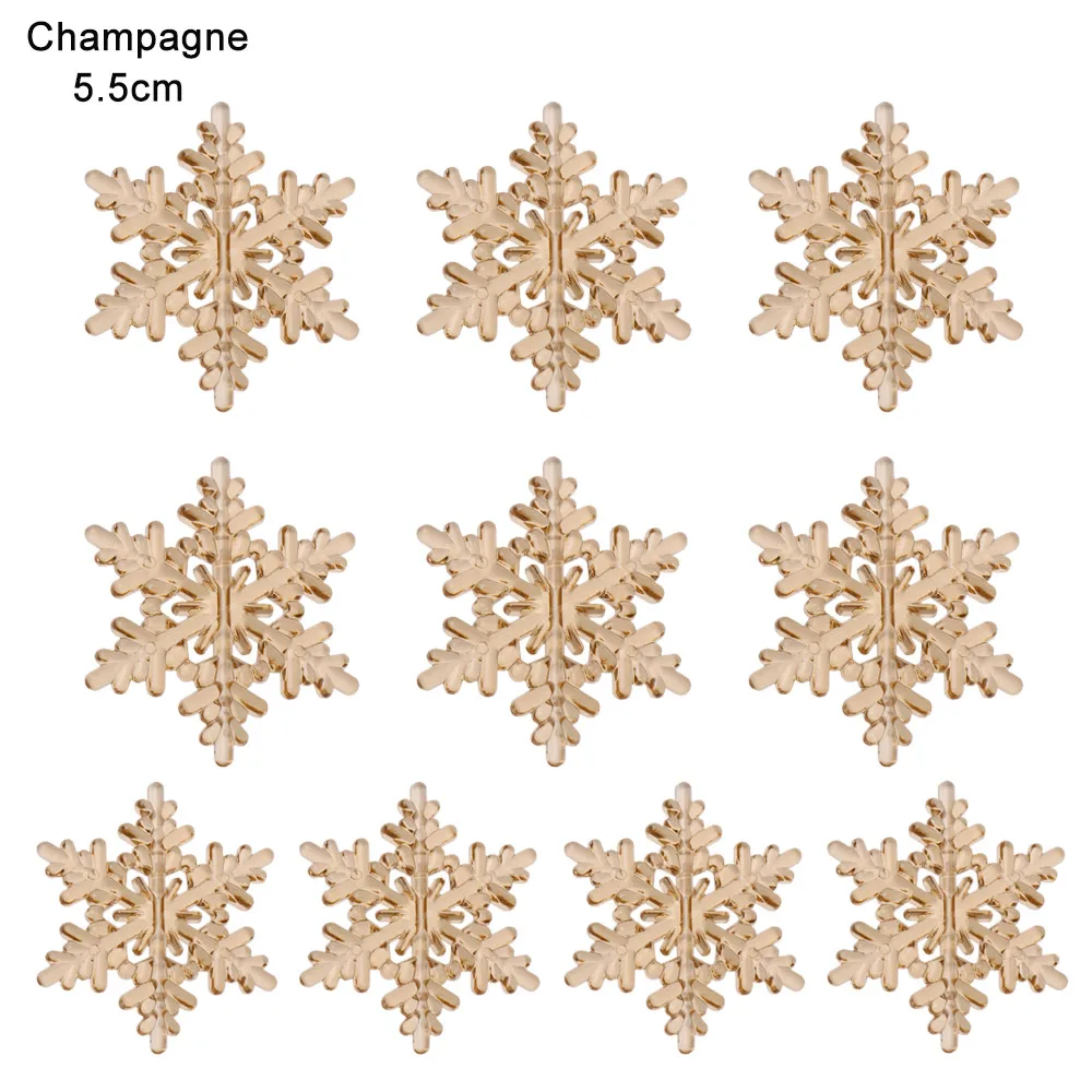 5.5cm champagne 10 шт. Рождественская искусственная Снежинка подвесной декор в форме снежинок прозрачные акриловые кристаллы-стразы кулон фестиваль Декор Ремесло - Цвет: 5.5cm champagne
