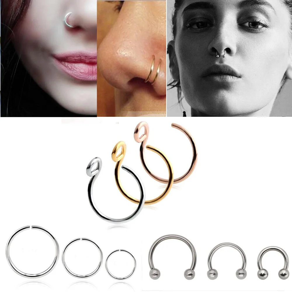 

Stainless Steel Seamless Segment Rings Nose Hoops Ear Piercing Tragus Nose Rings Ear Cartiliage Tragus Sexy Body Jewelry