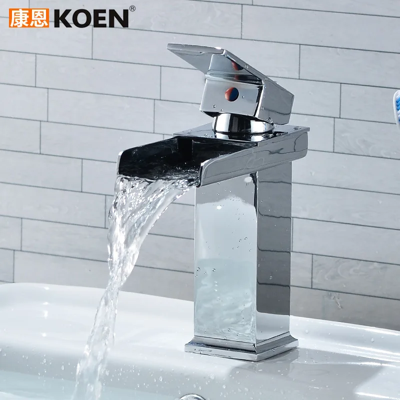

Conn Sanitary Ware Full Copper Basin Water Tap Square Water Tank Waterfall Water Tap Shower Room On The Stage Basin Water Tap