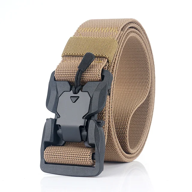 MEDYLA Official Genuine Tactical Belt Quick Release Magnetic Buckle Military Belt Soft Real Nylon Sports Accessories MN057 Deep Khaki