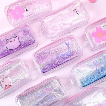 

Kawaii Quicksand Mermaid Pencil Case High Capacity Pencil Bag Transparent Glitter Pencilcase For Girls Pen Box School Supplies