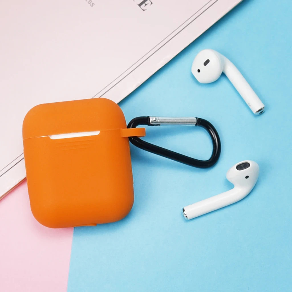 For Airpods Full Protective Case Cover Portable Silicone Skin with Keychain Protector for Apple Airpods Earphone Charging Case - Цвет: 11