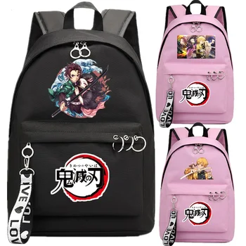 

Anime Demon Slayer Kimetsu Backpack School Book Bags Man group Mochila Travel Bag Laptop Ribbon Ring Circle Boy Girls Backpack