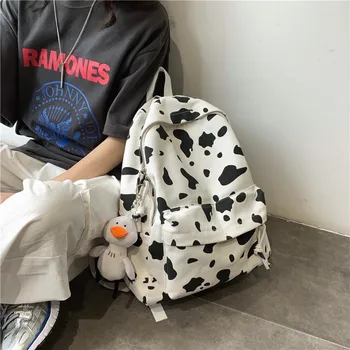 

Cow Pattern Backpack For School Teenagers Girls Vintage Casual School Bag Mochila Feminina Laptop Bagpacks Bookbag Travel Bag