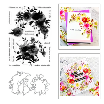 

2020 New Mother's Day Flower Bouquet Birthday Clear Stamps and Metal Cutting Dies For DIY Scrapbooking Paper Craft Card Making