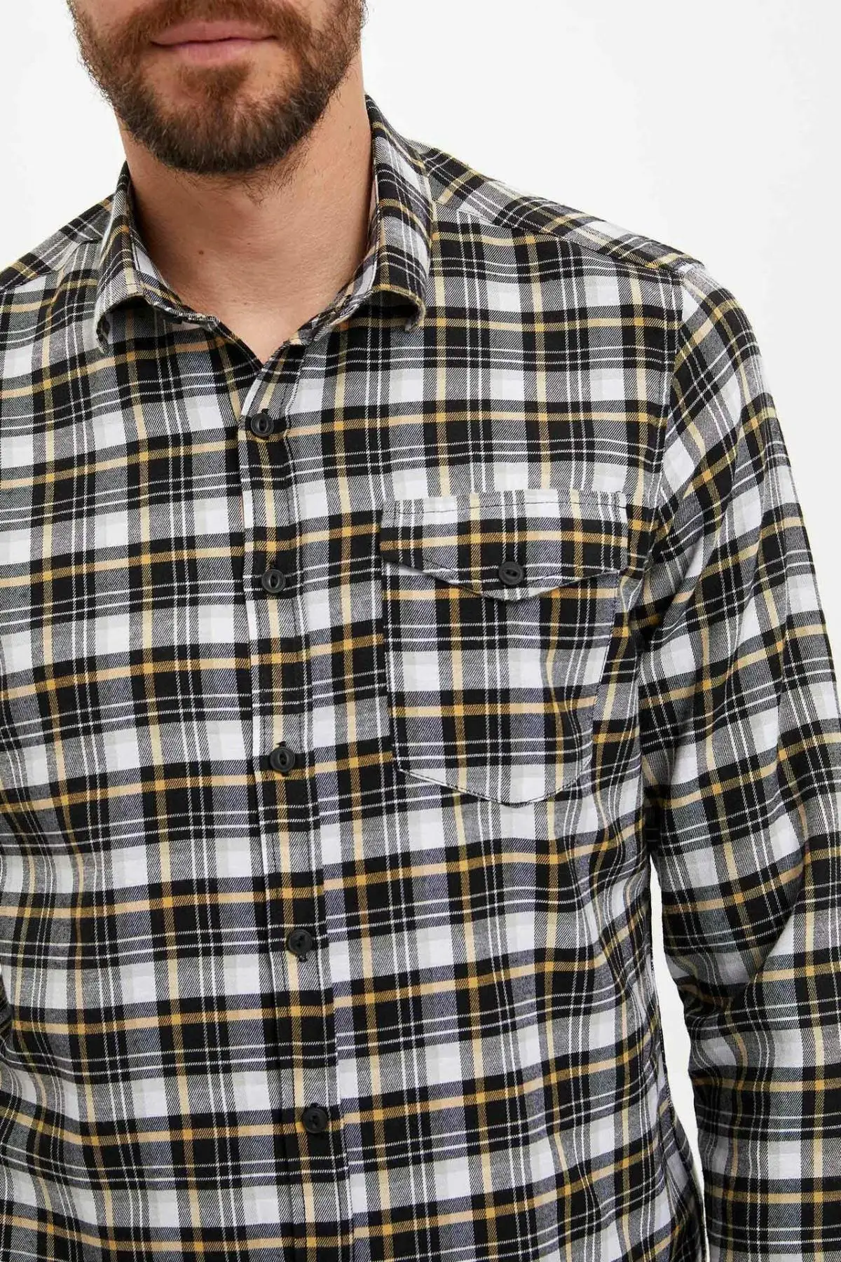 Дефакто Мужская Shirt-L6024AZ19AU с длинным рукавом