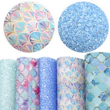 5 шт./партия, 20*34 см, рождественские рыбные чешуи, блестящие печатные листы из искусственной синтетической кожи, ремесленные виниловые материалы для ручных поделок, 1Yc8012