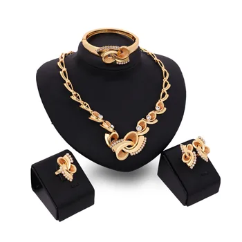 

Fashion alloy with gem Four-pairs Necklace/ Earrings/ Bracelet/ Ring indian wedding costume jewerly set for woman