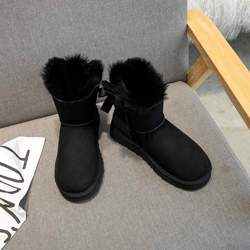 INS/популярные зимние ботинки женская обувь ботильоны из натуральной кожи теплые зимние ботинки из замши с кашемировой подкладкой размера плюс 22-26 см