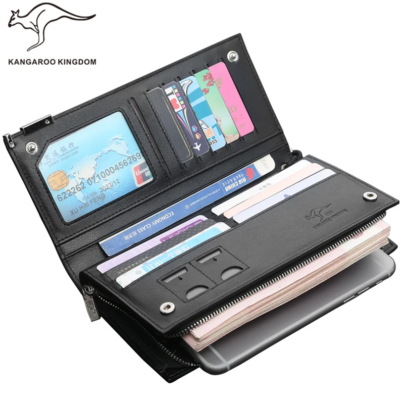 Kangaroo Kingdom Luxury Genuine Leather Men Wallet Long Business Male Brand Clutch Purse