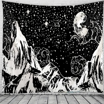 

Mountain and moon tapestry Indian Mandala Hippie Macrame Tapestry Wall Hanging Boho decor Psychedelic Witchcraft Tapestry