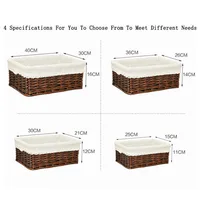 4 Sizes Handmade Rattan Storage Baskets Household Items Snacks Fruit Debris Laundry Finishing Willow Storage Basket 2