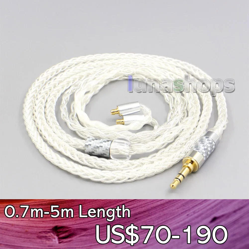 LN007026 3.5mm 4.4mm 99% Pure Silver 8 Core Headphone Earphone Cable For Acoustune HS 1695Ti 1655CU 1670SS | Электроника