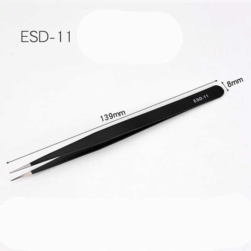 Description Picture 5 of itemIndustrial Grade Tweezers Precision Anti-static Curved Straight Tip Stainless Tweezer Electronics Industrial Repair Tools 1PCS