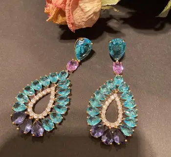 

Crystal Dinner Women Earring Exaggerated Zircon Drop Peacock Ear Accessories