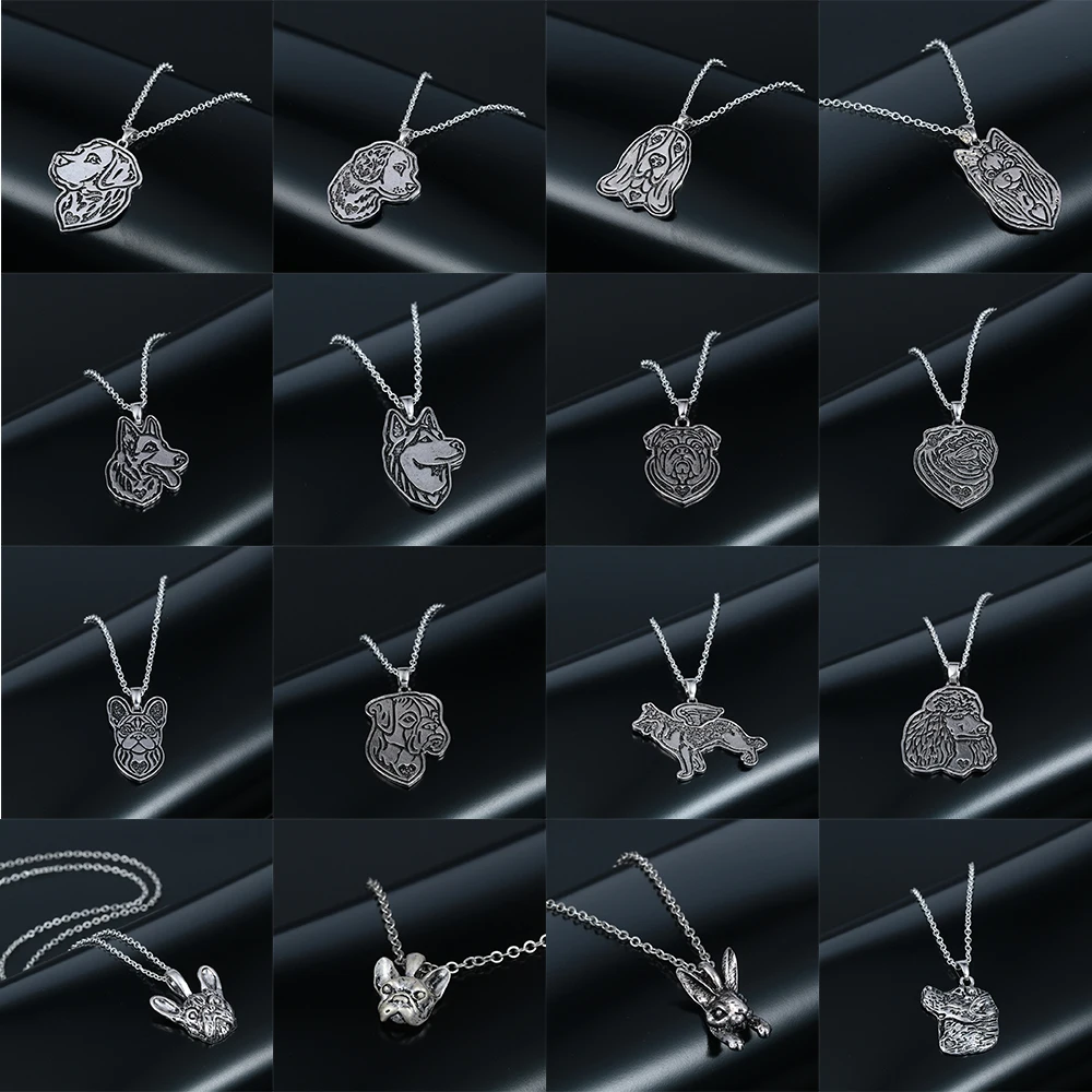 

Kinitial Cartoon Dog Tag Pendant Necklace for Women German Shepherd Rabbit Pug Dog Pet Jewelry Choker Necklace for Kids Bijoux