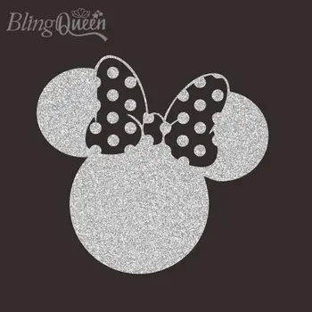 

BlingQueen 12PCS/LOT Iron On Transfers Glitter Vinyl Heat Transfer Thermal Ironing Stickers Minnie Bow Design