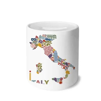 

Map Italy Landmark National Flag Architecture Money Box Saving Banks Ceramic Coin Case Kids Adults