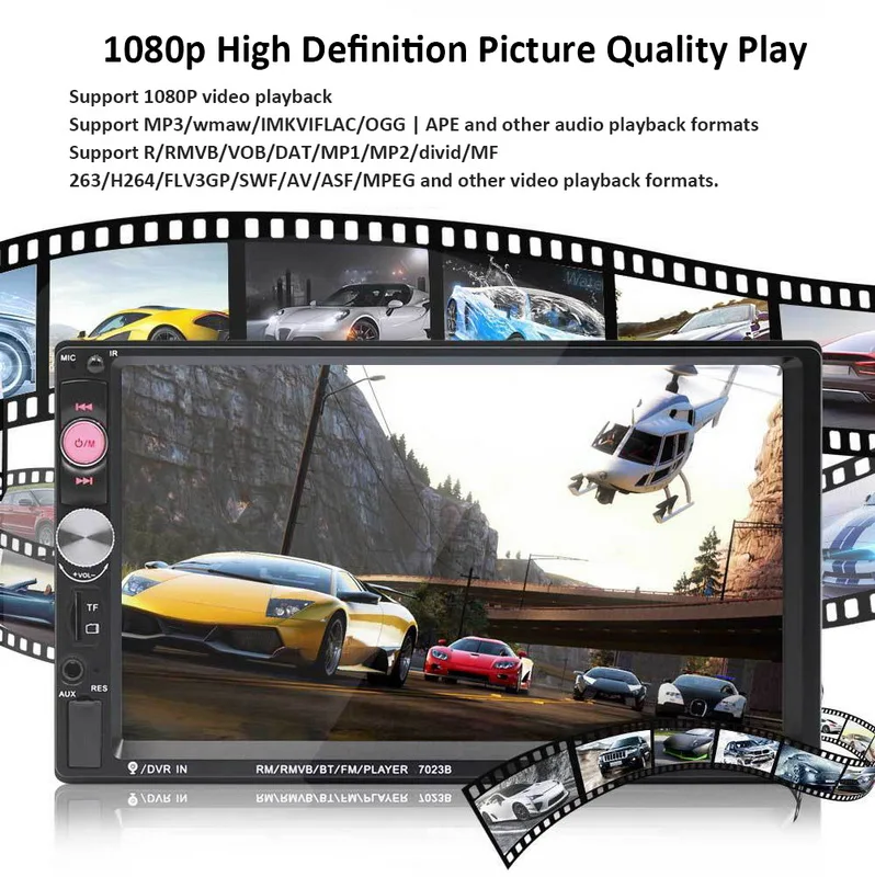 7023B 2 Din Full HD Автомобильный мультимедийный плеер Bluetooth Авторадио " сенсорный экран стерео видео MP5 плеер Авто радио камера
