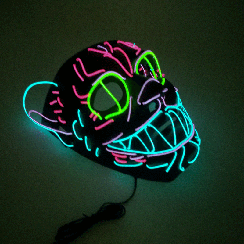 Светодиодный EL Wire светящаяся мигающая маска для лица вечерние светильник Танцевальная Маска на Хэллоуин Косплей Вечерние Маски на Хэллоуин