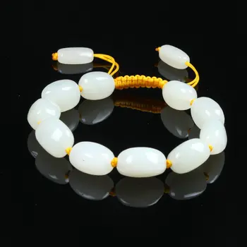 

Natural Hetian JADE Beads Bracelet Adjustable Bangle Jewellery Fashion Accessories Hand knitted Man Luck Amulet