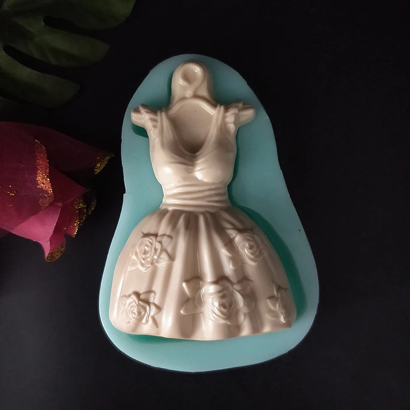 DIY силиконовая форма для помадки 3D принцесса юбка платье Плесень мыло изготовление инструменты для украшения свадебного торта Полимерная глина форма для свечей - Цвет: Шоколад