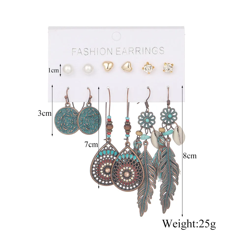 Wholesale 20Pairs9Pairs6Pairs Mixed Styles Crystal Round Stud Earrings Set For Women Girls Jewelry Long Tassel Drop Earrings (21)