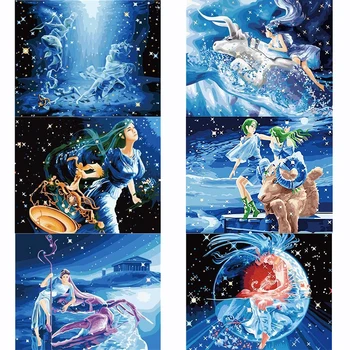

AMTMBS Scorpio/Aries/Libra/Gemini Diy Painting By Numbers Kits Drawing Canvas Picture Unique Gift For Home Decoration