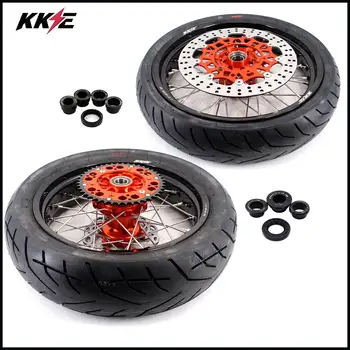 

KKE 3.5/5.0 17IN. Super moto Cush Drive Wheels CST Tires Set For KTM 690 SMC 2007-2011 Supermotard Rim Discs Aluminum Rims