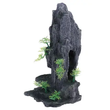 

Aquarium Mountain View Stone Ornament Tree Rock Cave Fish Tank Decoration