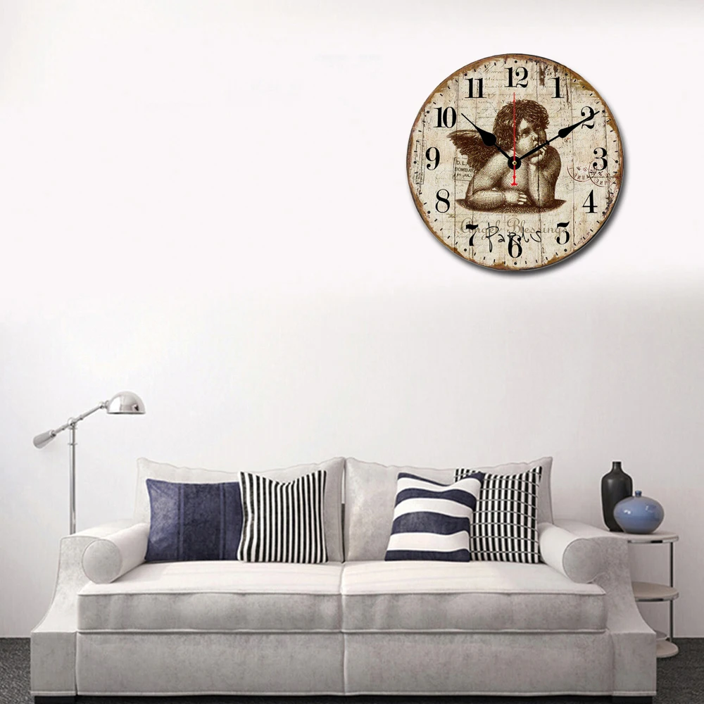 Шикарные Мэрилин красота винтажный Узор Деревянные картонные настенные часы, европейские ретро часы для шикарного домашнего офиса Кафе Декор