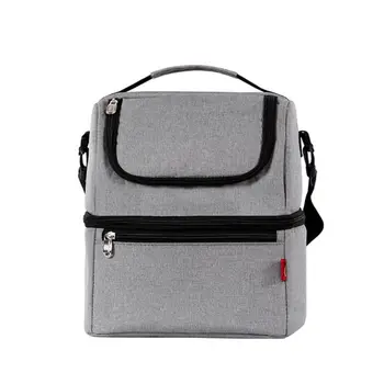 

THINKTHENDO 2020 Adult Box Insulated Lunch Bag Large Double Layer Cooler Tote Shoulder Bags for Men Women