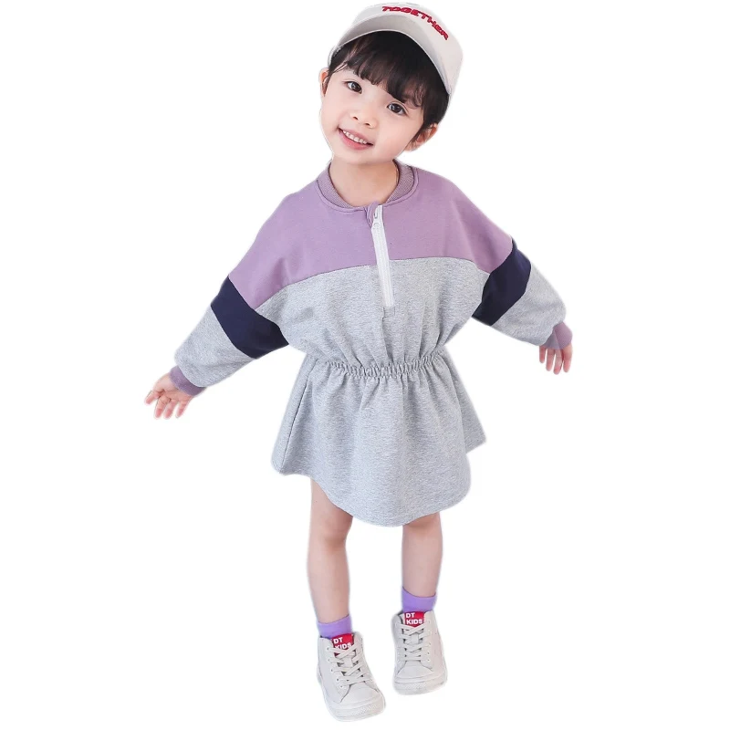 Новое осеннее платье для девочек; платье для маленьких девочек; разноцветные платья-свитера с длинными рукавами в стиле пэчворк; детская одежда; Милая весенняя одежда