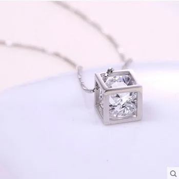 

CSHOU108 Female sweet Rubik's cube pendant clavicle chain short necklace